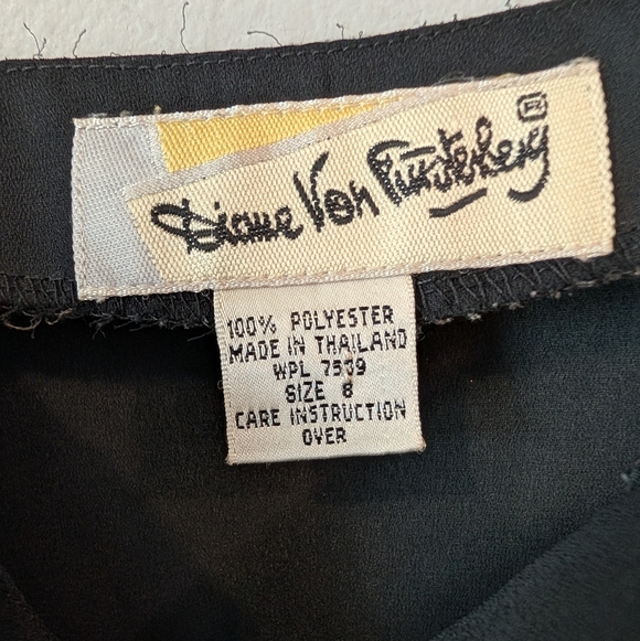 Vintage Diane Von Furstenberg Black Button-Up Blouse Sz 8 - Picture 3 of 6
